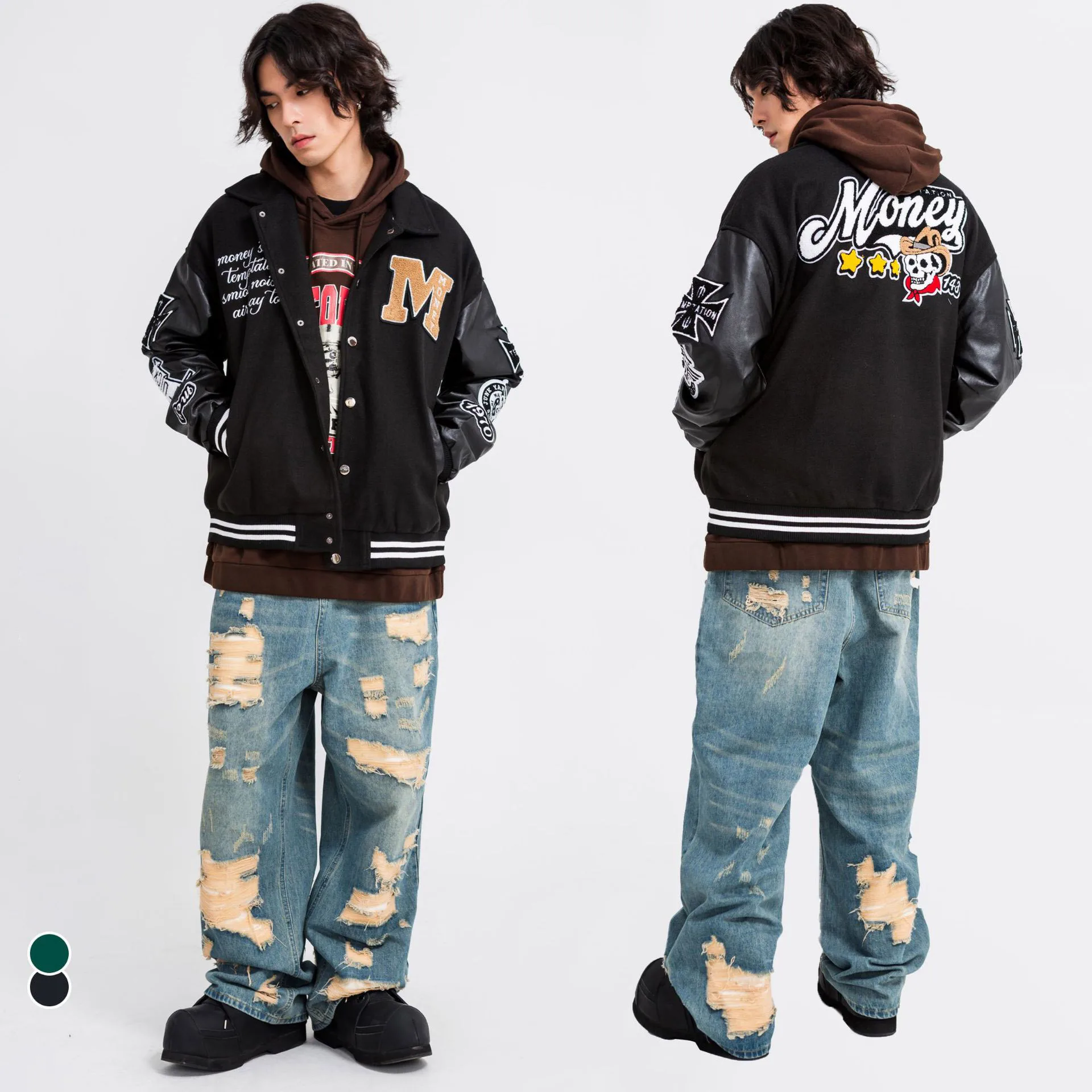 New Academy Style Jacket Jacket Men's Fashion Casual Letter Embroidery PU Sleeve Panel Women's Baseball Jersey
New Academy Style Jacket Jacket Men's Fashion Casual Letter Embroidery PU Sleeve Panel Women's Baseball Jersey