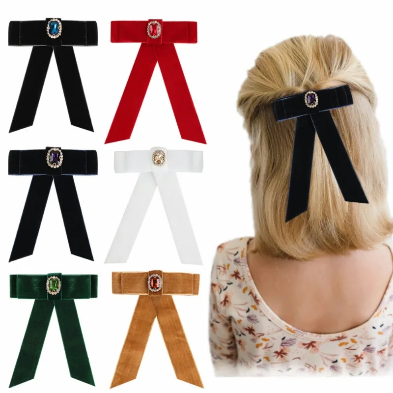 Korean Velvet Rhinestone Bow Hair Clips For Baby Girls Long Ribbon Hairpins Barrettes Kids Hairgrip Headwear Hair Accessories
Korean Velvet Rhinestone Bow Hair Clips For Baby Girls Long Ribbon Hairpins Barrettes Kids Hairgrip Headwear Hair Accessories