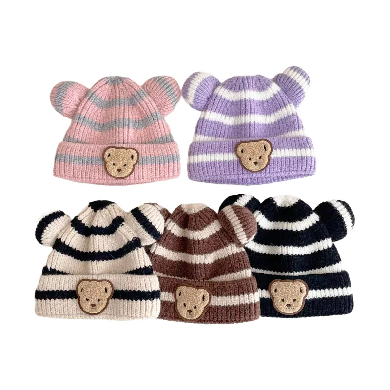 New Bear Striped Knitted Hats Baby Boys Beanie Infant Girls Winter Hat Cute Cartoon Ears Toddler Bonnet Kids Items Accessories
New Bear Striped Knitted Hats Baby Boys Beanie Infant Girls Winter Hat Cute Cartoon Ears Toddler Bonnet Kids Items Accessories