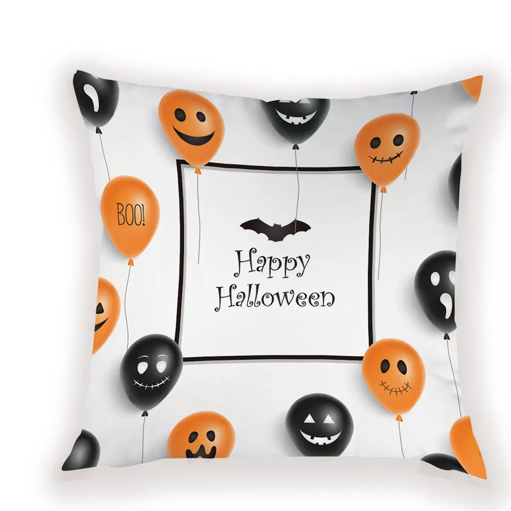 

Home Decor Halloween Pillow Cover Scary Bat Pumpkin Skull Cover Pillowcase White Pillowcase 45x45cm funda de almohada