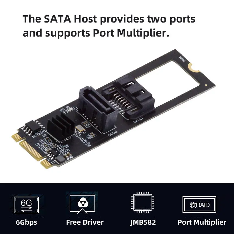 Jimier M.2 NGFF Key B+M to SATA 3.0 6Gbps Adapter Converter Hard Drive Extension Card JMB582 2280
Jimier M.2 NGFF Key B+M to SATA 3.0 6Gbps Adapter Converter Hard Drive Extension Card JMB582 2280