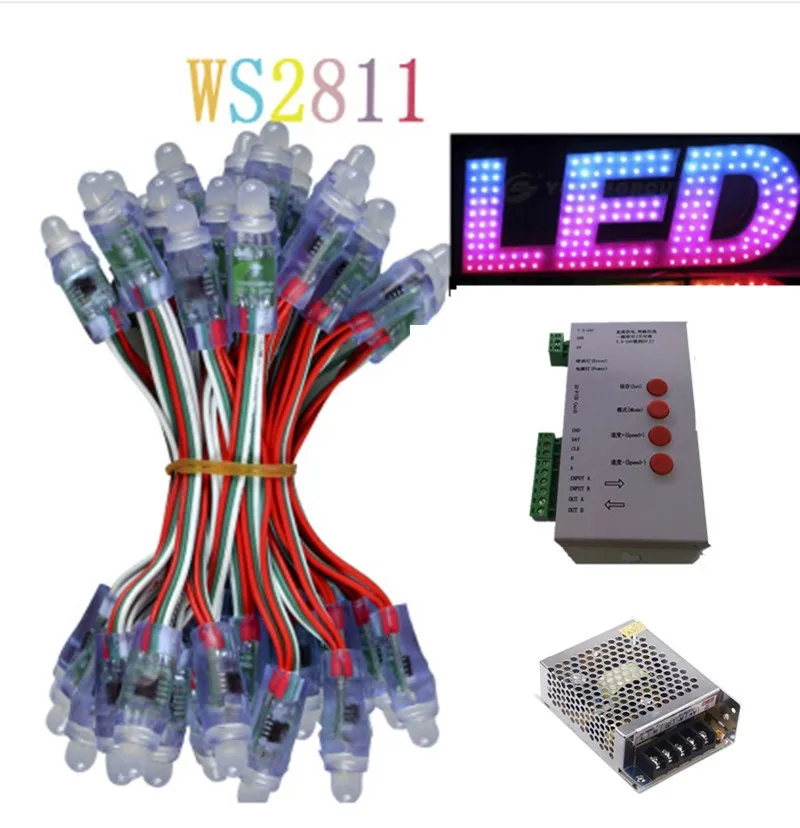 500pcs WS2811 led Pixel Modules DC 5V 12mm IP68 RGB diffused addressable + T1000S Controller +40A 200W Power adapter
500pcs WS2811 led Pixel Modules DC 5V 12mm IP68 RGB diffused addressable + T1000S Controller +40A 200W Power adapter