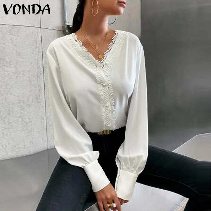 Elegant Tunic VONDA 2022 Summer Tops Sexy V Neck Women Lace Blouses Casual Pleated Party Shirts Button Up Long Sleeve Blusas
Elegant Tunic VONDA 2022 Summer Tops Sexy V Neck Women Lace Blouses Casual Pleated Party Shirts Button Up Long Sleeve Blusas