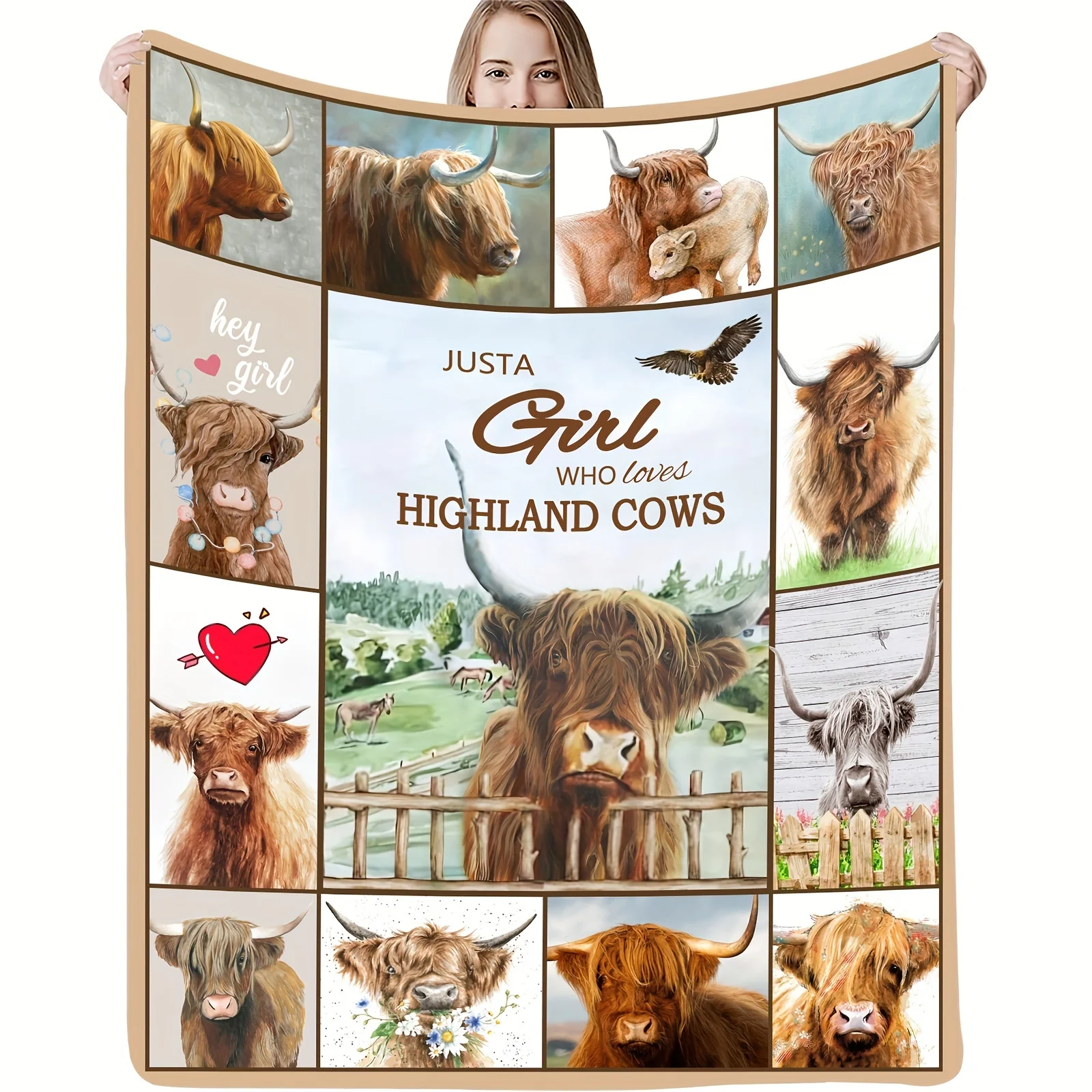 1pc Scottish Highland Cow Flower Printed Flannel Blanket, Cozy Soft Throw Blanket For Couch Bed Sofa Camping Travelling 
1pc Scottish Highland Cow Flower Printed Flannel Blanket, Cozy Soft Throw Blanket For Couch Bed Sofa Camping Travelling
