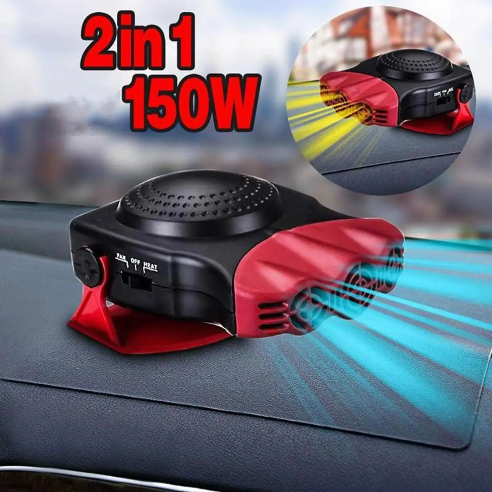 

12 150w Portable Auto Car Heater Defroster Demister 360 Cooling Abs Rotation Heater Windshield Degree Heating Fan Electric A9h9