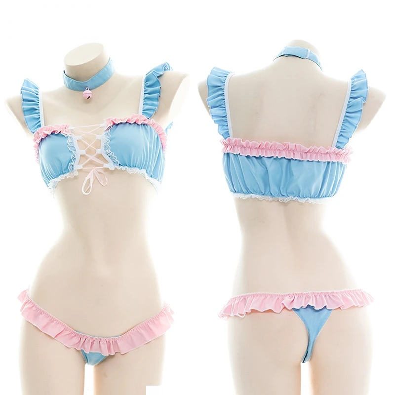 Lolita Anime Girls Kawaii Blue Maid Cosplay Ruffles Bandage Bikini Bar Underwear Panties Set Women Sexy Swimwear Lingerie Set
Lolita Anime Girls Kawaii Blue Maid Cosplay Ruffles Bandage Bikini Bar Underwear Panties Set Women Sexy Swimwear Lingerie Set