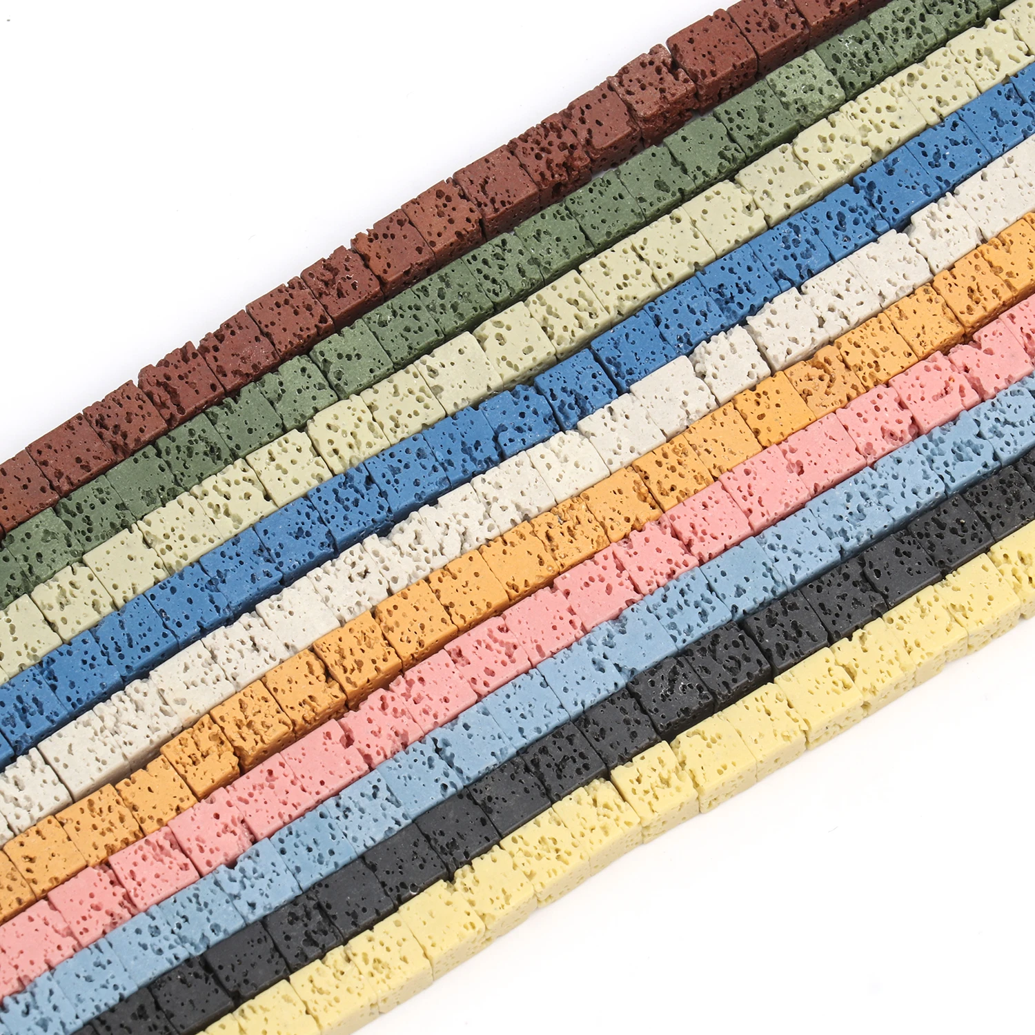 6.5mm Natural Multicolour Volcanic Lava Square Shape Beads Loose Spacer Bead For Jewelry Making DIY Bracelet Necklace Accessory 
6.5mm Natural Multicolour Volcanic Lava Square Shape Beads Loose Spacer Bead For Jewelry Making DIY Bracelet Necklace Accessory