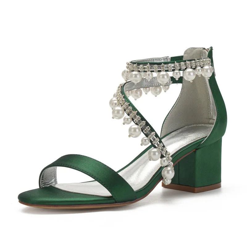 Satin Pearl Block Heel Wedding Sandals For Bride Open Toe Zipper Back Heels Formal Party Heeled Sandals Women Shoes
Satin Pearl Block Heel Wedding Sandals For Bride Open Toe Zipper Back Heels Formal Party Heeled Sandals Women Shoes