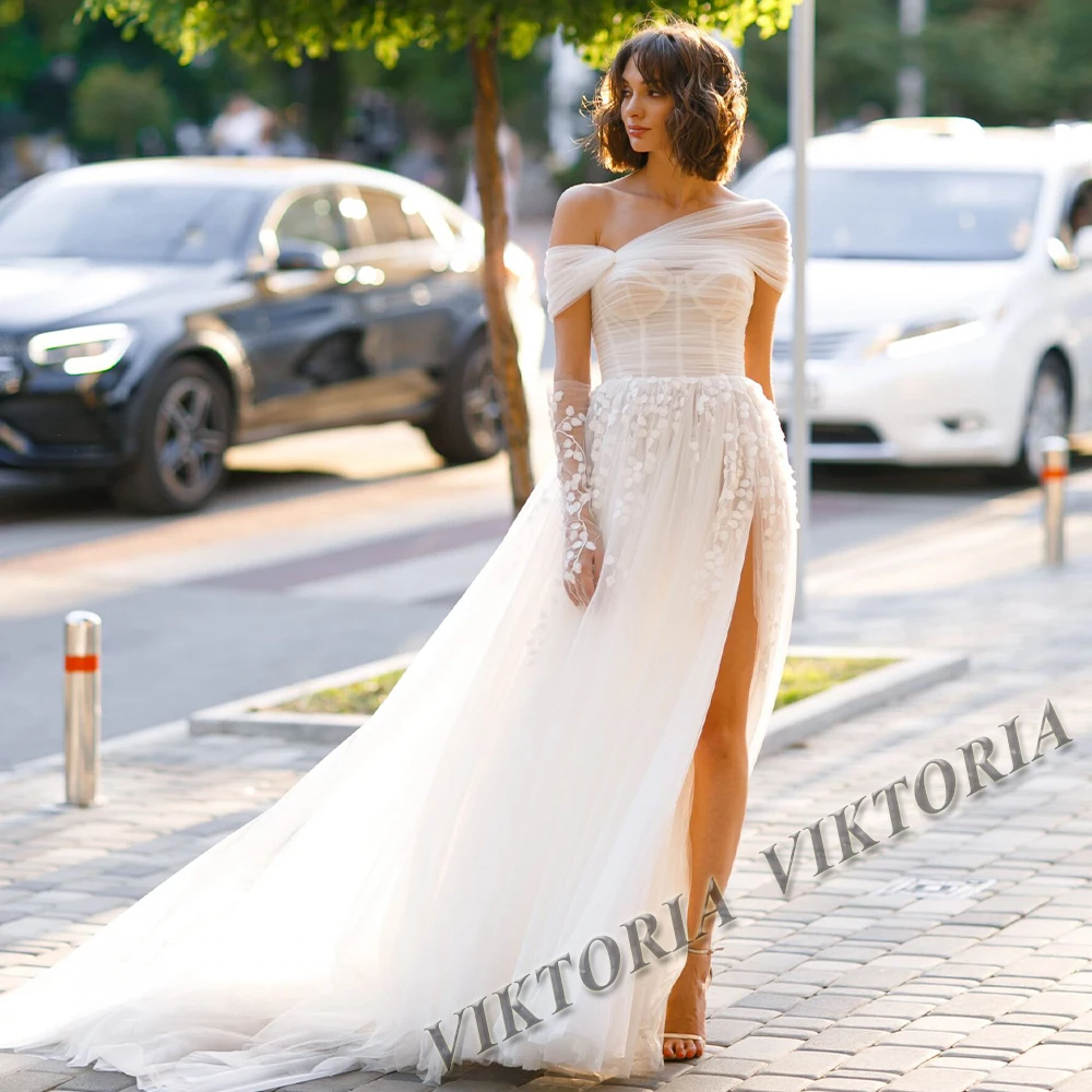 

VIKTORIA Simple 2023 Wedding Dress Sweetheart OneShoulder Slit For Bride A-LINE Appliques Women Vestidos De Novia Made To Order