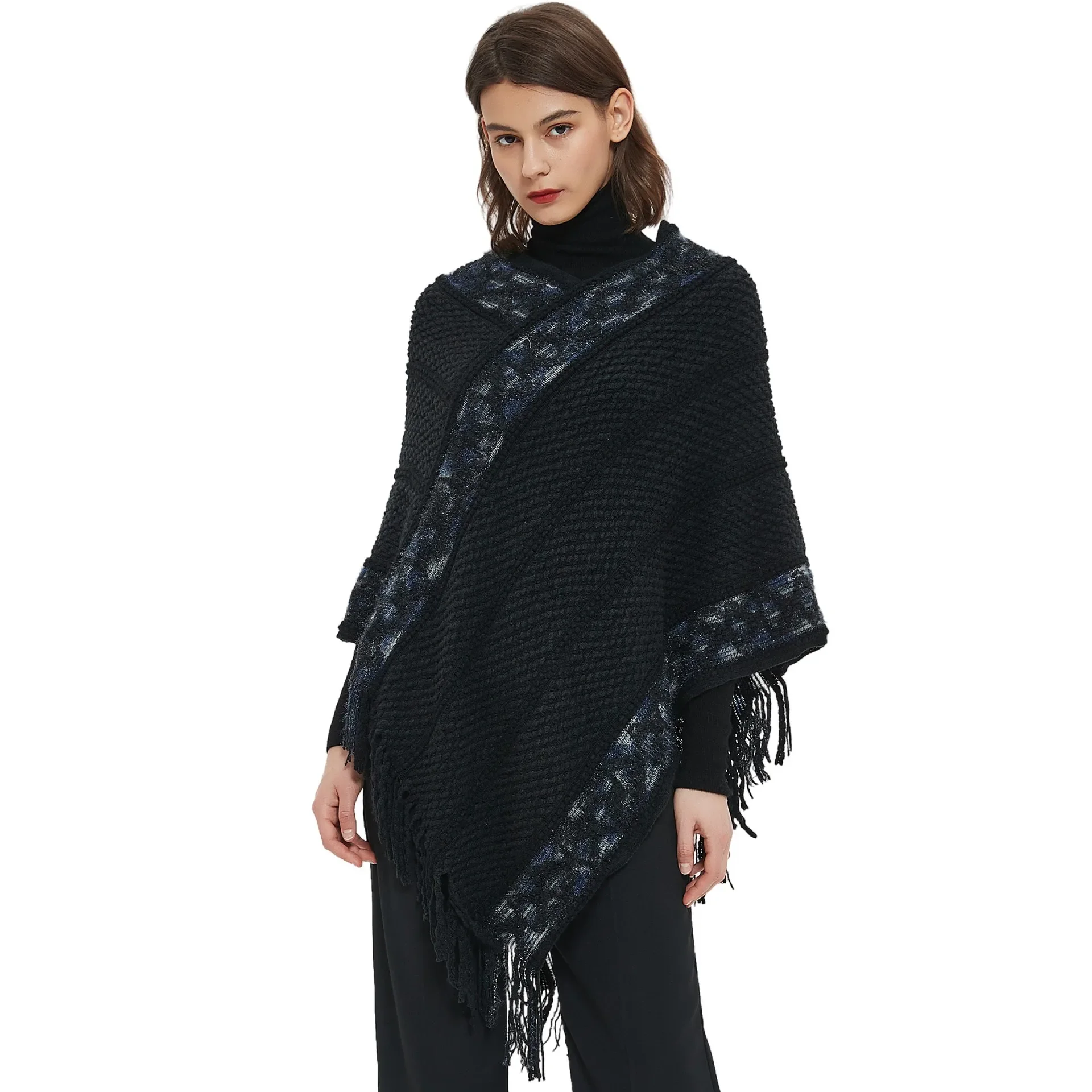 

INS New Luxury Cloak Women Warm Pure Color Wraps Scarf Thick Shawl Ladies Tassel Lace Blanket Winter Pashmina Shawl Cape Tippet