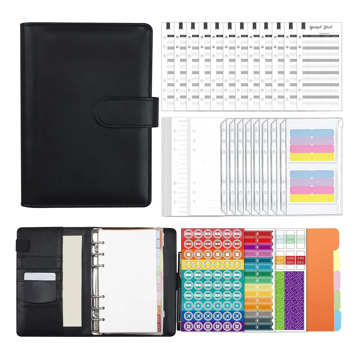 A6 Budget Binder with Zipper Envelopes & Cash Envelopes for Budgeting, Money Organizer Planner for Cash (Black)
A6 Budget Binder with Zipper Envelopes & Cash Envelopes for Budgeting, Money Organizer Planner for Cash (Black)