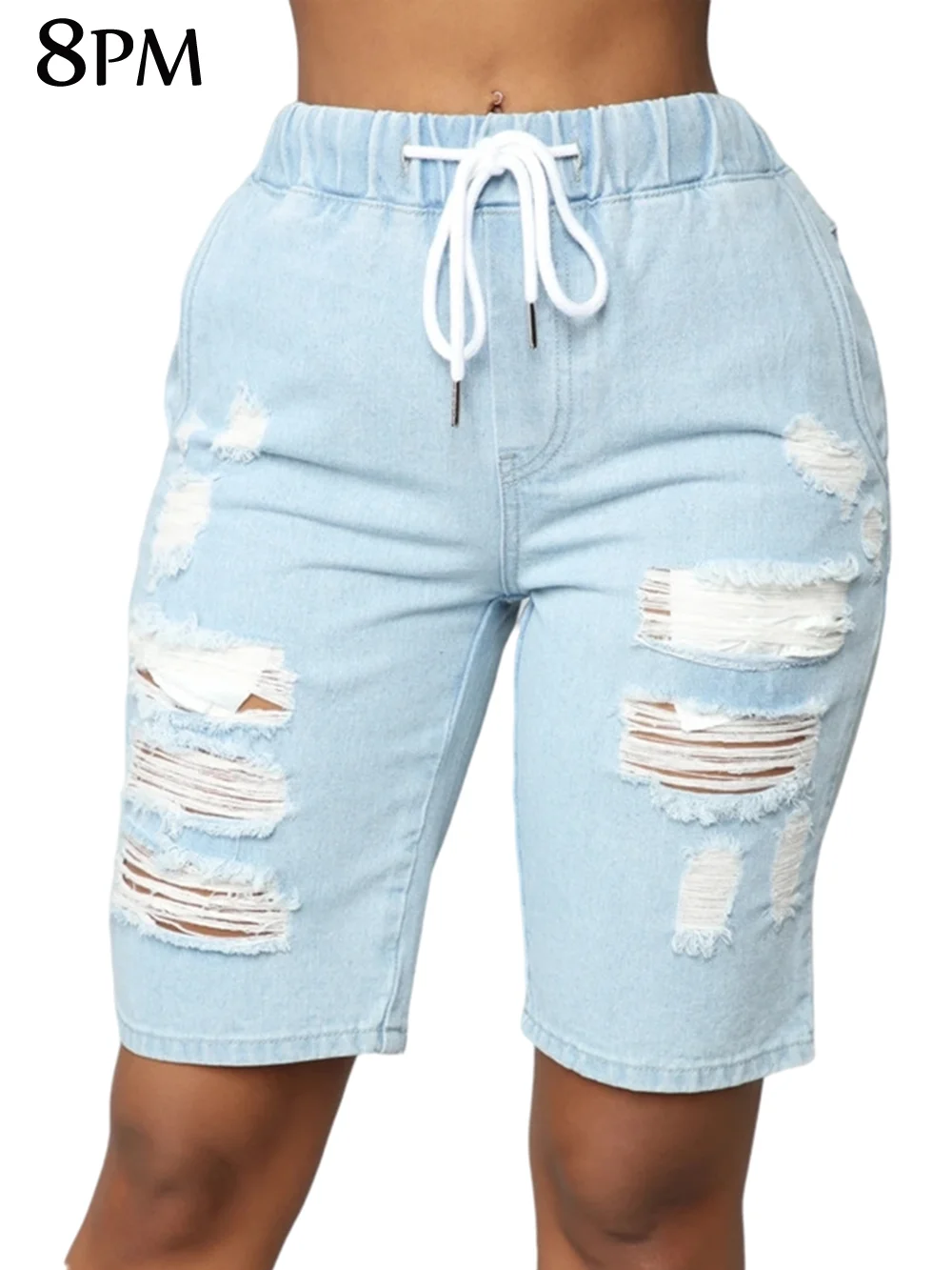 Women Casual Shorts Jeans High Waist Elastic Waist Blue Destroy Ripped Denim Shorts Pockets Tassel Midi Shorts Jeans ouc1042
Women Casual Shorts Jeans High Waist Elastic Waist Blue Destroy Ripped Denim Shorts Pockets Tassel Midi Shorts Jeans ouc1042