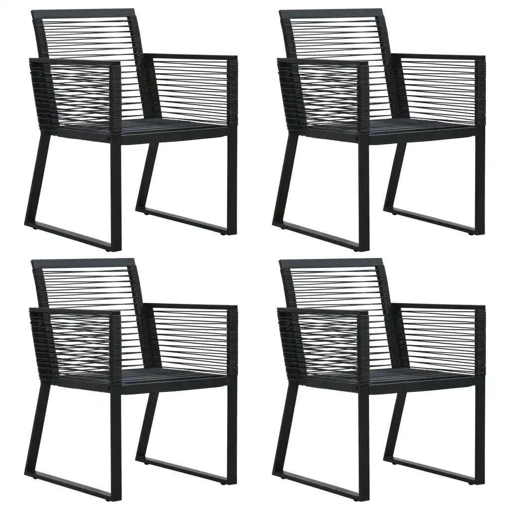 

Garden Chair of 4, Rope Rattan Outdoor Seat Chair, Patio Furniture Black 53 x 57 x 77 cm