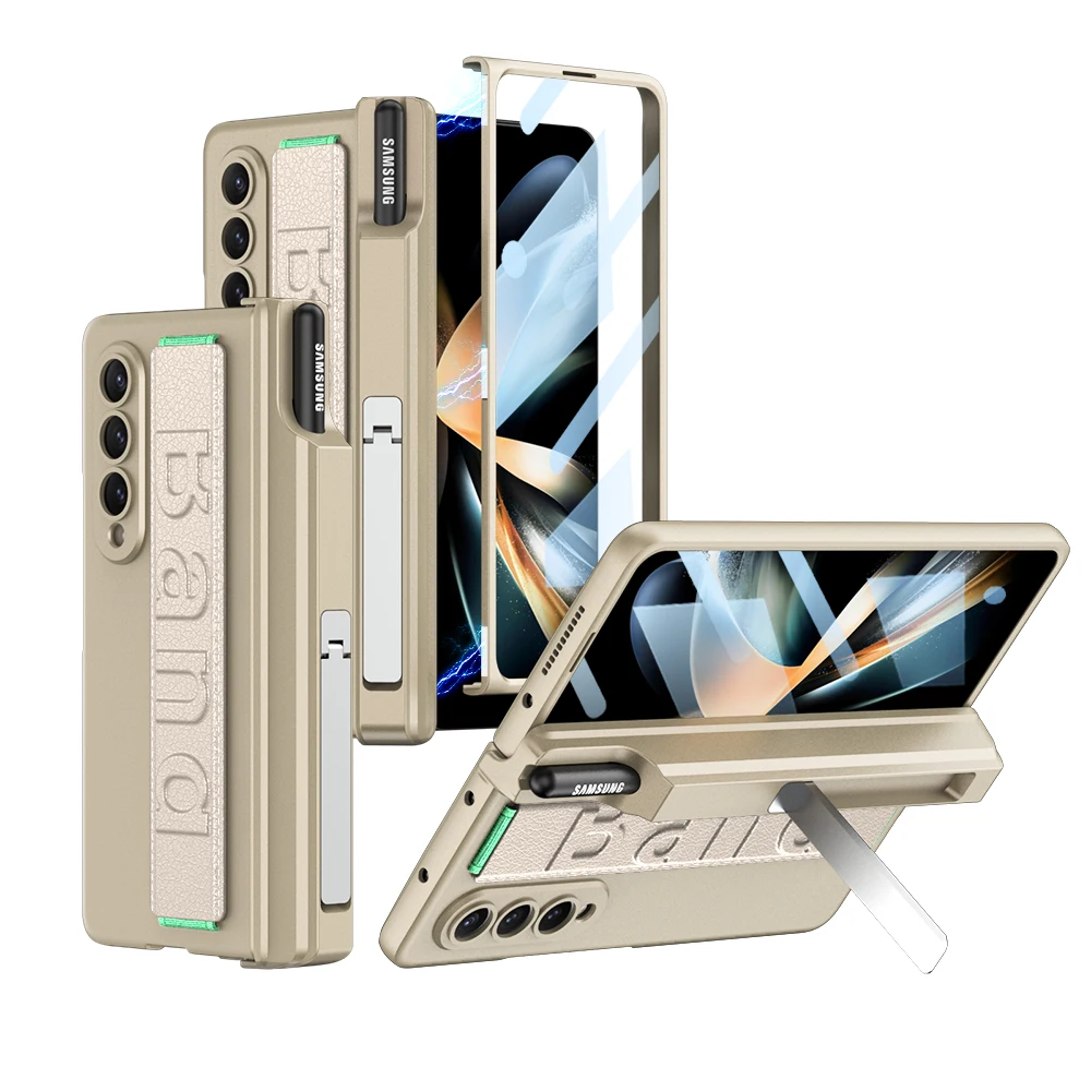 Magnetic Hinge Pen Holder Protective Case For Samsung Galaxy Z Fold 4 5G Fold4 Case with Wrist Band Glass Film Hard PC Cover
Magnetic Hinge Pen Holder Protective Case For Samsung Galaxy Z Fold 4 5G Fold4 Case with Wrist Band Glass Film Hard PC Cover