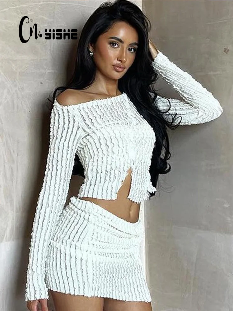 Cnyishe 2023 Sexy Club Solid Tracksuits For Women Fashion Streetwear Slim Sheath Slash Neck Suits Sets 2-Piece(Top+Skirt) Female
Cnyishe 2023 Sexy Club Solid Tracksuits For Women Fashion Streetwear Slim Sheath Slash Neck Suits Sets 2-Piece(Top+Skirt) Female