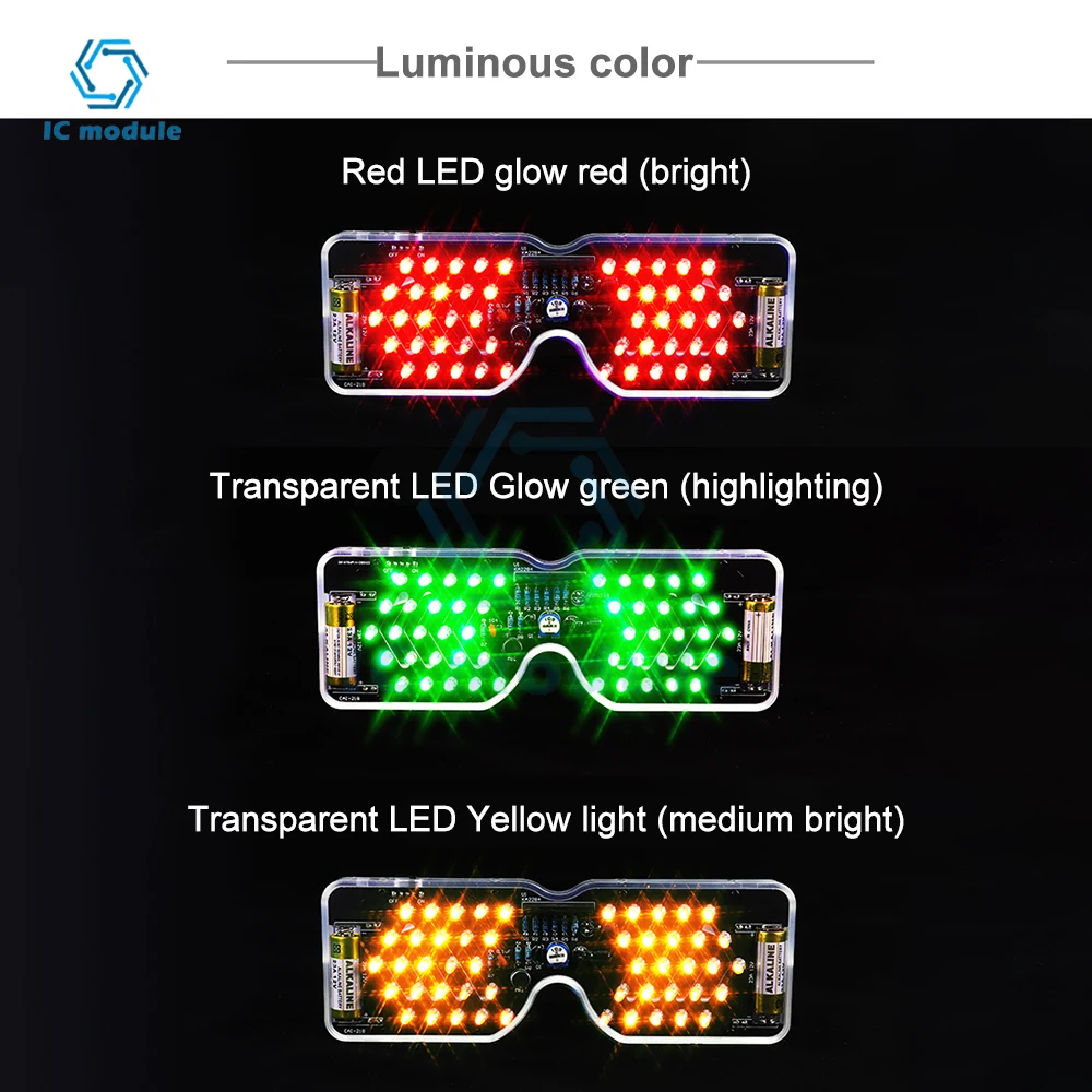 

LED Light Luminous Glasses Production Kit Voice Control DIY Electronic Kit Diode Flashing Light Fun Welding Soldering Practice