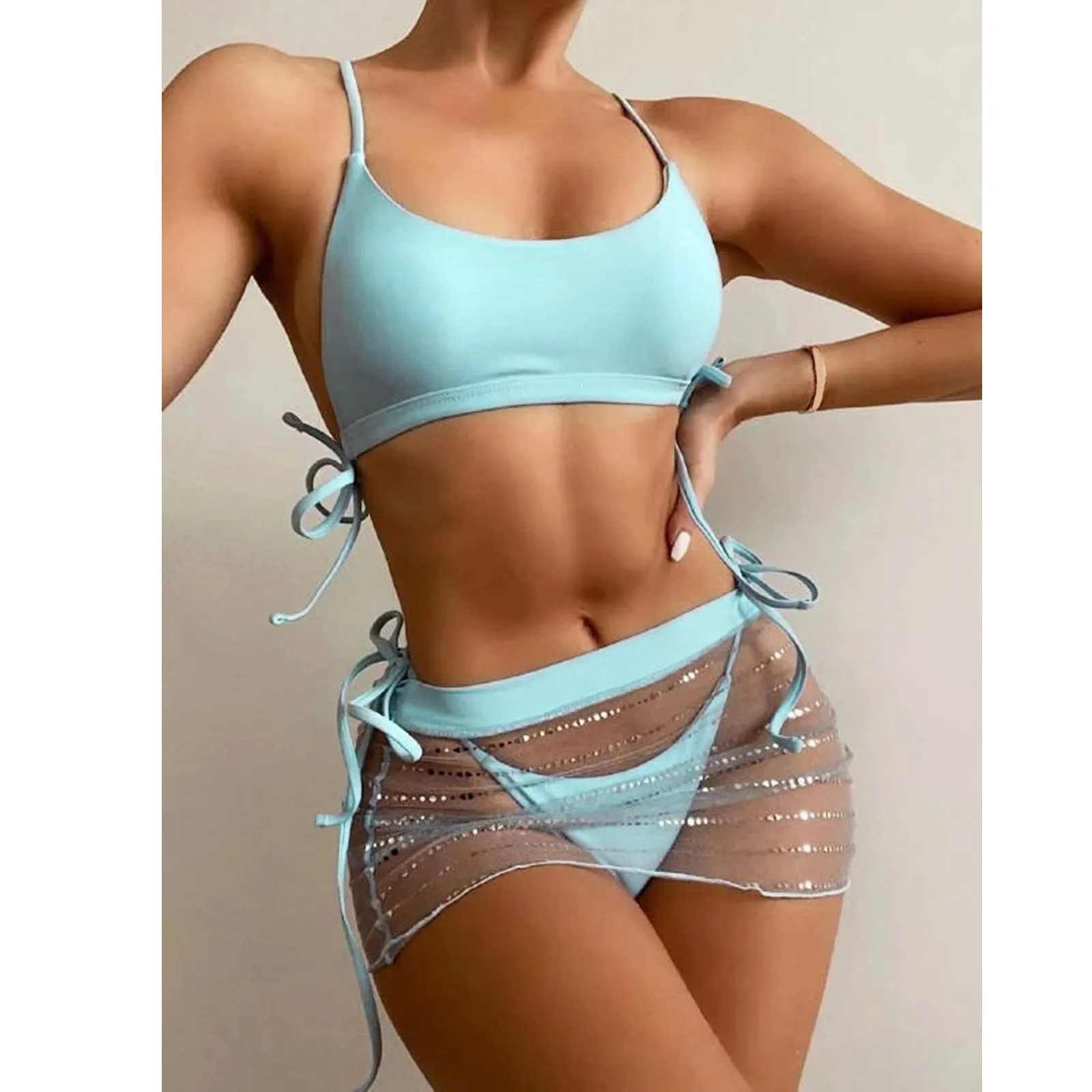 Beach Style Women Sexy Blue Transparent Push-up Padded Bikini Skirt Set Swimwear Swimsuit Bathing Suit Perspective Bandage
Beach Style Women Sexy Blue Transparent Push-up Padded Bikini Skirt Set Swimwear Swimsuit Bathing Suit Perspective Bandage