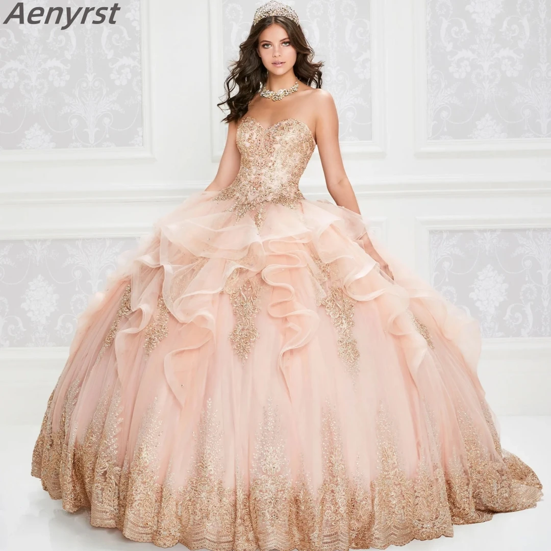 Aenyrst Sweetheart Puffy Quinceanera Dresses Tulle Appliques Beading Ball Gowns Sweet 16 Vestidos de 15 Años
Aenyrst Sweetheart Puffy Quinceanera Dresses Tulle Appliques Beading Ball Gowns Sweet 16 Vestidos de 15 Años