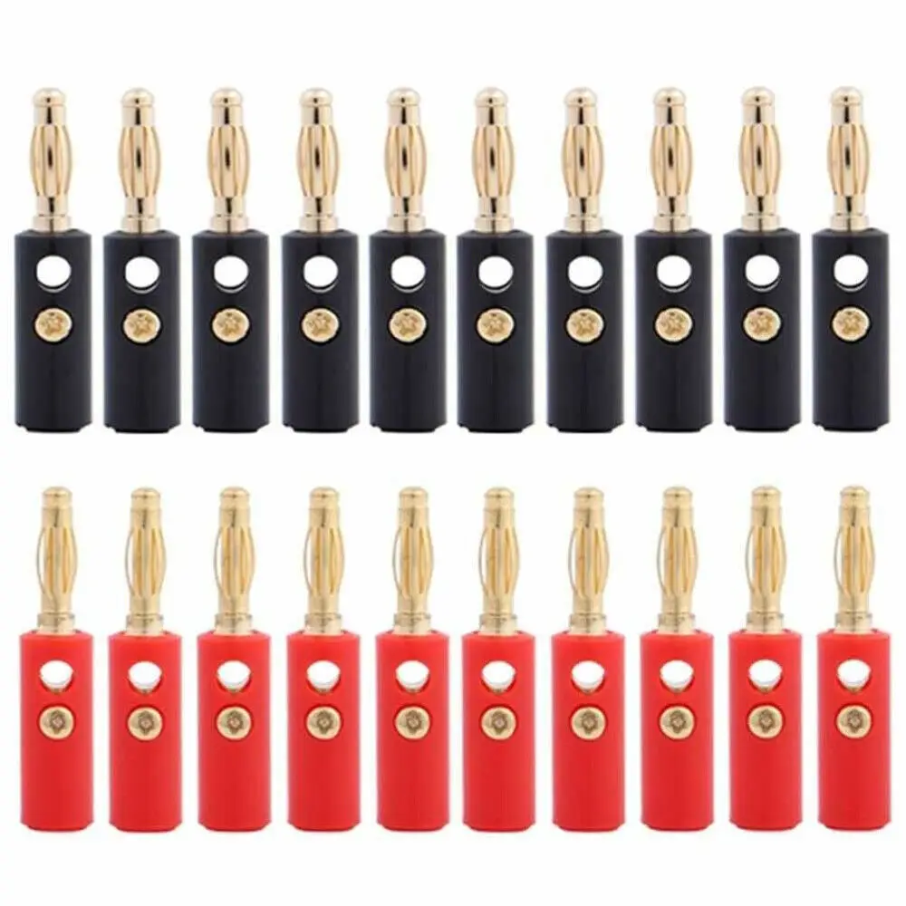 

20Pcs/lot 4mm Gold Plated Speaker Banana Connector Horn Speakers Banana Plug Compatible with up to 3mm diameter of speaker cable