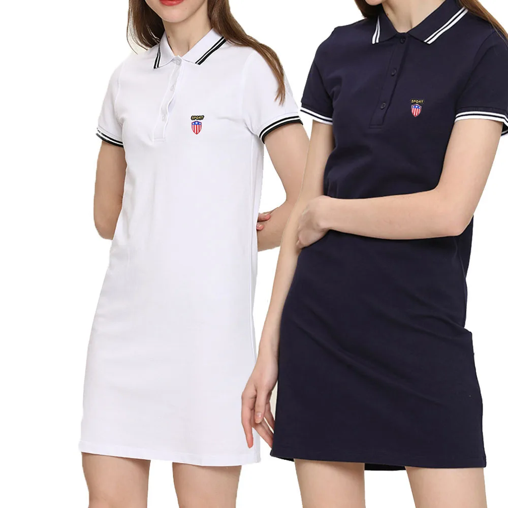 High Quality Women Summer 100% Cotton Short Sleeve Polo Shirt Dress Lapel Casual Slim Brand Logo Tennis Ladies Polo Dress 3XL 
High Quality Women Summer 100% Cotton Short Sleeve Polo Shirt Dress Lapel Casual Slim Brand Logo Tennis Ladies Polo Dress 3XL