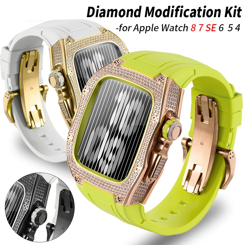 Diamond Modification Kit For Apple Watch Series 8 7 45mm Stainless Steel Case For iWatch 6 5 4 SE 44MM Rubber Band Luxury Frame
Diamond Modification Kit For Apple Watch Series 8 7 45mm Stainless Steel Case For iWatch 6 5 4 SE 44MM Rubber Band Luxury Frame