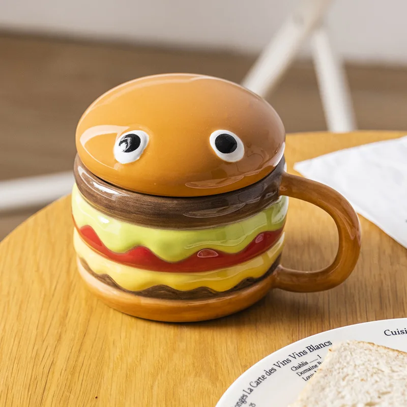 Creative Cute Hand Painted Hamburger Porcelain Coffee Mug With Lid Handmade Cartoon Ceramic Cup For Kids Unique Birthday Gifts 
Creative Cute Hand Painted Hamburger Porcelain Coffee Mug With Lid Handmade Cartoon Ceramic Cup For Kids Unique Birthday Gifts