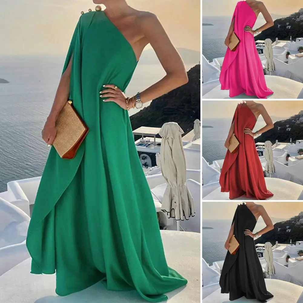 Вечернее платье-макси без рукавов, на одно плечо
Вечернее платье-макси без рукавов, на одно плечо