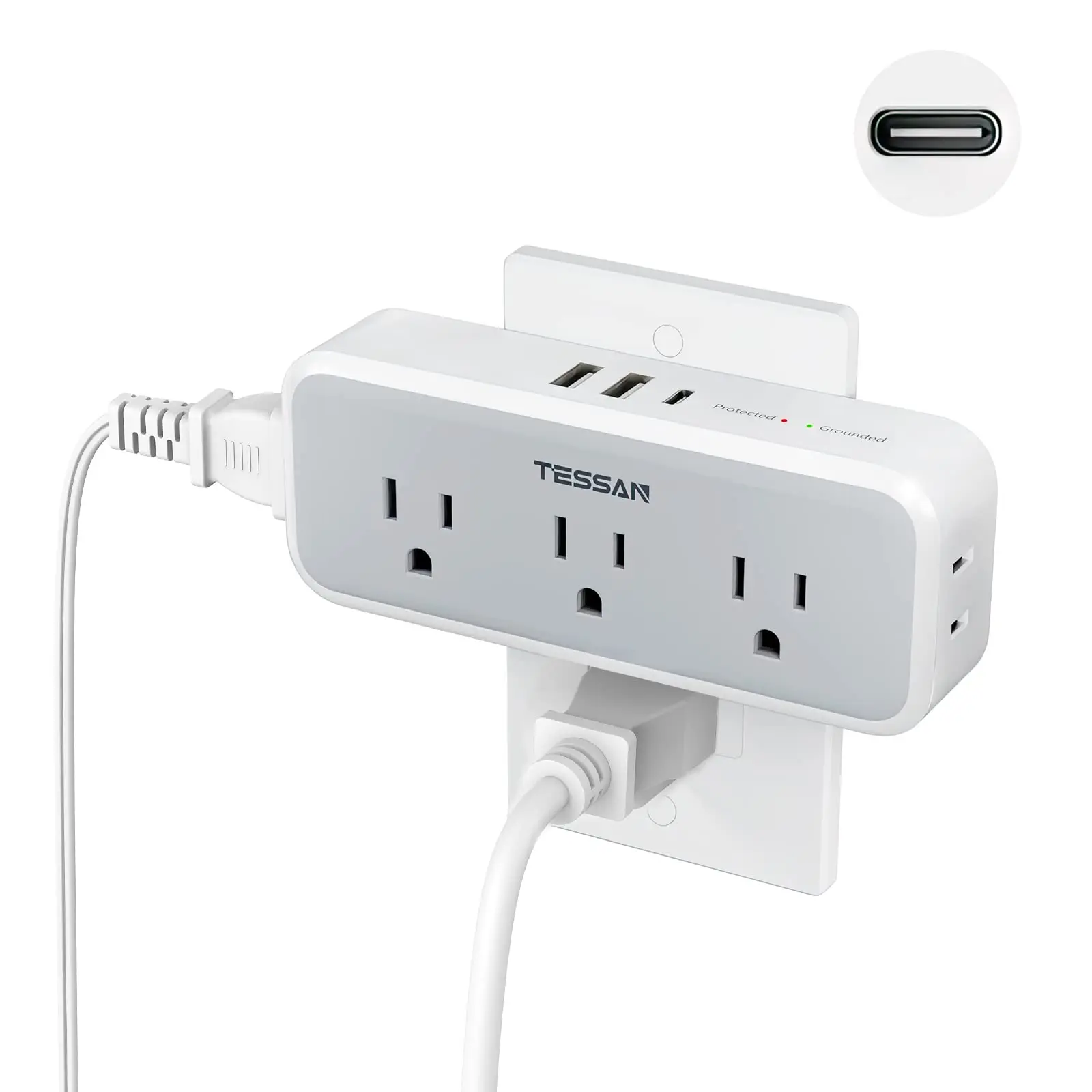 TESSAN Multiple Outlet Splitter with 5 Outlets & 3 USB (1 USB C), Electrical Power Expander with Surge Protector for Home Office
TESSAN Multiple Outlet Splitter with 5 Outlets & 3 USB (1 USB C), Electrical Power Expander with Surge Protector for Home Office