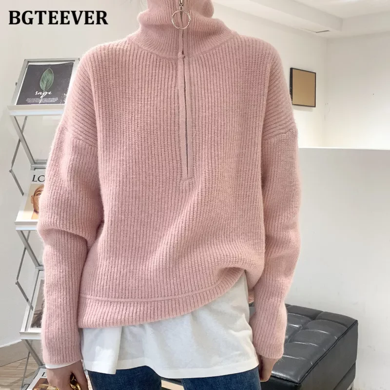BGTEEVER Autumn Winter Zipper Turtleneck Sweaters Women Casual Thick Long Pullover Jumpers Female Loose Knitting Tops 2021
BGTEEVER Autumn Winter Zipper Turtleneck Sweaters Women Casual Thick Long Pullover Jumpers Female Loose Knitting Tops 2021