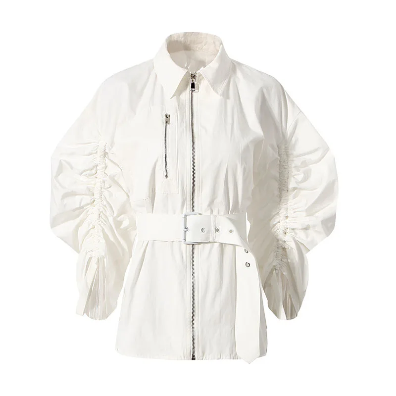 SeeBeautiful Drawstring Garment Horn Sleeve Shirt Lapel Zipper Belt Blouse Women 2022 Spring Summer New Fashion Q183
SeeBeautiful Drawstring Garment Horn Sleeve Shirt Lapel Zipper Belt Blouse Women 2022 Spring Summer New Fashion Q183