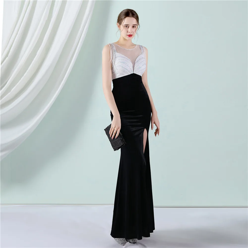 Black Velour Special Occasion Dresses Mermaid Side Split White Sequin Women's Evening Dress Long Party Dress Gowns Night Luxury
Black Velour Special Occasion Dresses Mermaid Side Split White Sequin Women's Evening Dress Long Party Dress Gowns Night Luxury