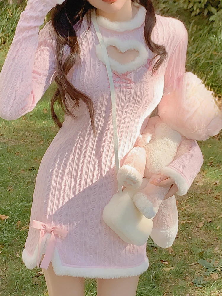 Winte Pink Lolita Kawaii Dress Women Japanese Sweet Party Mini Dress Female Korean Fashion Bow Bodycon Elegant Split Dress Y2k
Winte Pink Lolita Kawaii Dress Women Japanese Sweet Party Mini Dress Female Korean Fashion Bow Bodycon Elegant Split Dress Y2k