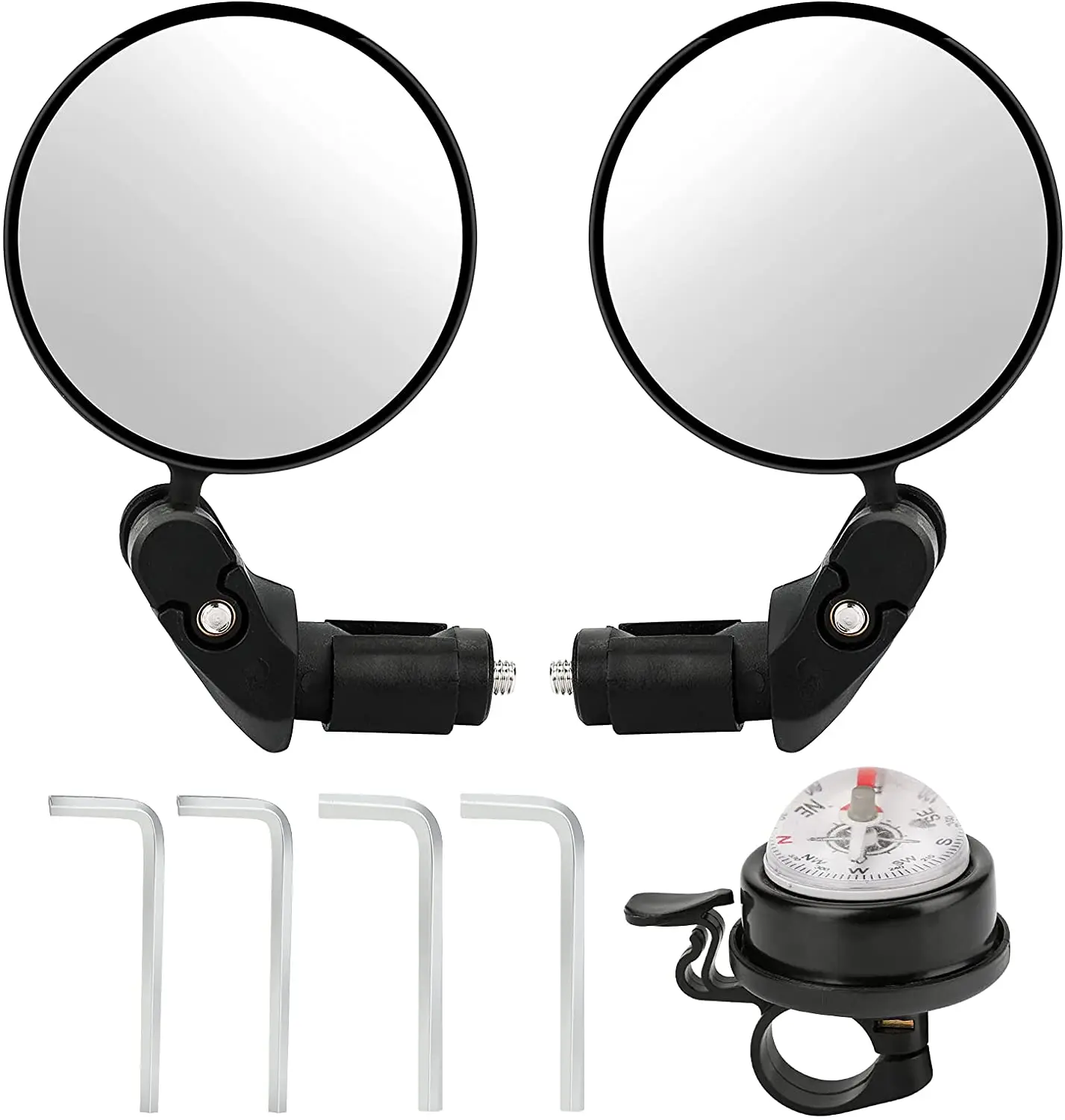 Bike Mirror & Bell Set, 2 Pcs Bar End Bike Mirrors 360° Rotatable Bicycle Mirror Wide-Angle Handlebar Rear View Convex Mirror
Bike Mirror & Bell Set, 2 Pcs Bar End Bike Mirrors 360° Rotatable Bicycle Mirror Wide-Angle Handlebar Rear View Convex Mirror