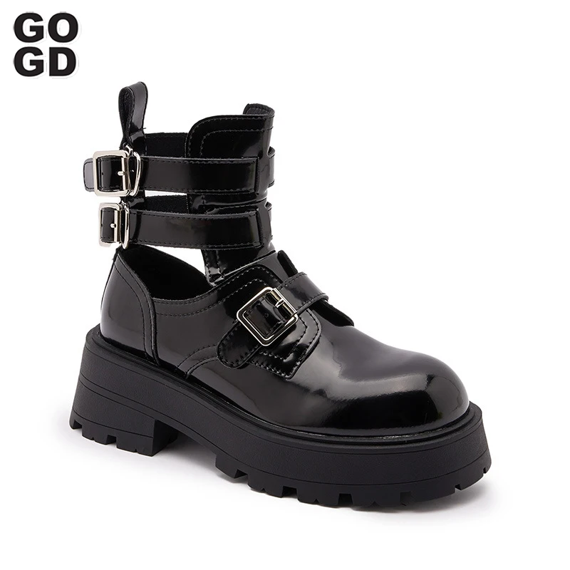GOGD Brand Fashion Women's Ankle Boots Buckle Strap Shoes Chunky Heels Split Leather Thick Sole Street Style Motorcycle Shoes
GOGD Brand Fashion Women's Ankle Boots Buckle Strap Shoes Chunky Heels Split Leather Thick Sole Street Style Motorcycle Shoes