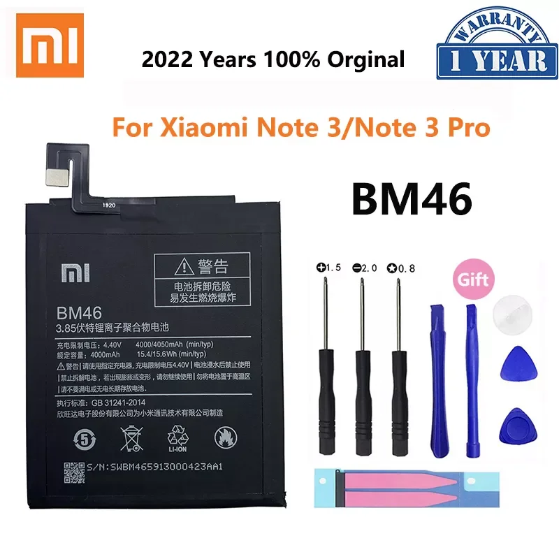 Original BM46 Battery Full 4050mAh For Xiaomi Redmi Note 3 Note3 Pro Batteria Replacement Phone Batteries Free Tools
Original BM46 Battery Full 4050mAh For Xiaomi Redmi Note 3 Note3 Pro Batteria Replacement Phone Batteries Free Tools