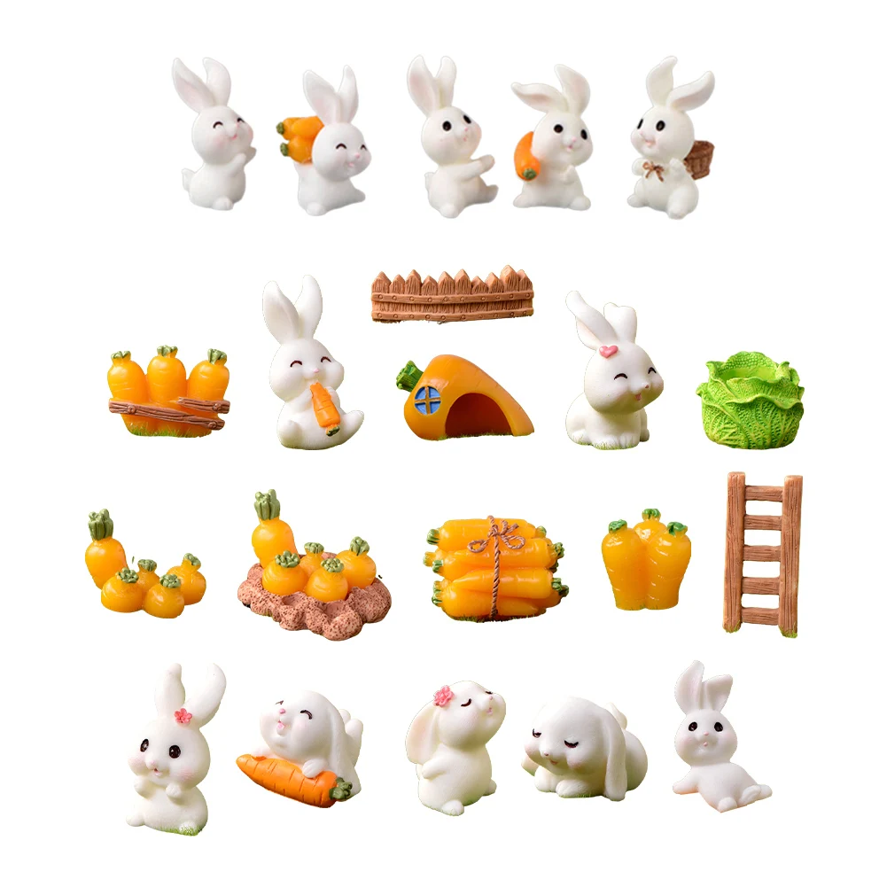 21pcs Resin Bunny Statue Miniature Rabbit Figurine Tiny Carrot House Fairy Garden DIY Landscape Home Kawaii Room Decor
21pcs Resin Bunny Statue Miniature Rabbit Figurine Tiny Carrot House Fairy Garden DIY Landscape Home Kawaii Room Decor