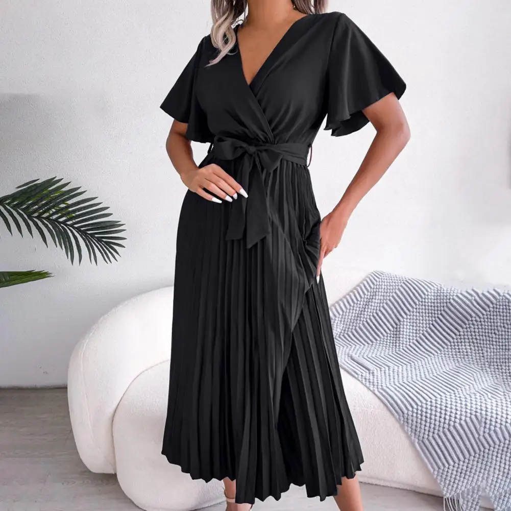 Midi Dress Waist Tight Women Dress V-neck Butterflies Sleeve Elegant Casual Long Dress
Midi Dress Waist Tight Women Dress V-neck Butterflies Sleeve Elegant Casual Long Dress