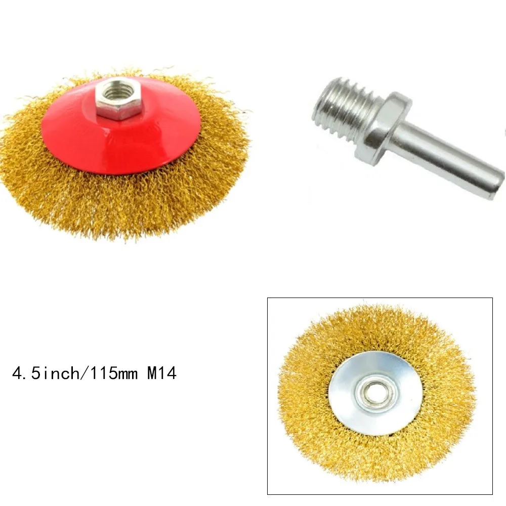 1pc 115mm Copper Steel Wire Brushes Wheel Metal Rust Remove Cleaning Tool M14 Thread Angle Grinder Drill Adaptor Hand Tools
1pc 115mm Copper Steel Wire Brushes Wheel Metal Rust Remove Cleaning Tool M14 Thread Angle Grinder Drill Adaptor Hand Tools