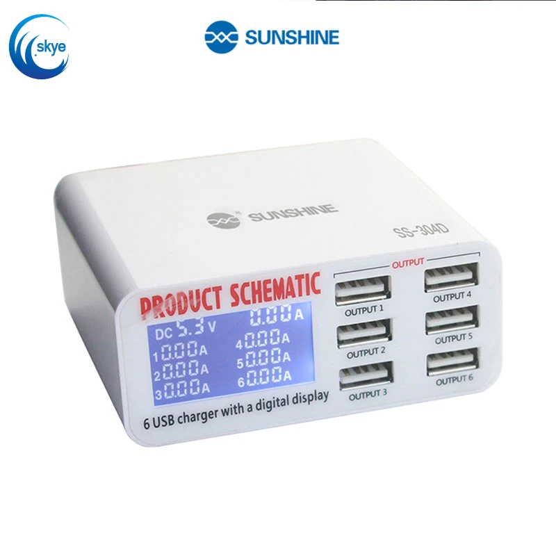Умное зарядное устройство SUNSHINE с 6 USB-портами, поддержка беспроводной зарядки с ЖК-дисплеем, инструменты для зарядки и ремонта
Умное зарядное устройство SUNSHINE с 6 USB-портами, поддержка беспроводной зарядки с ЖК-дисплеем, инструменты для зарядки и ремонта