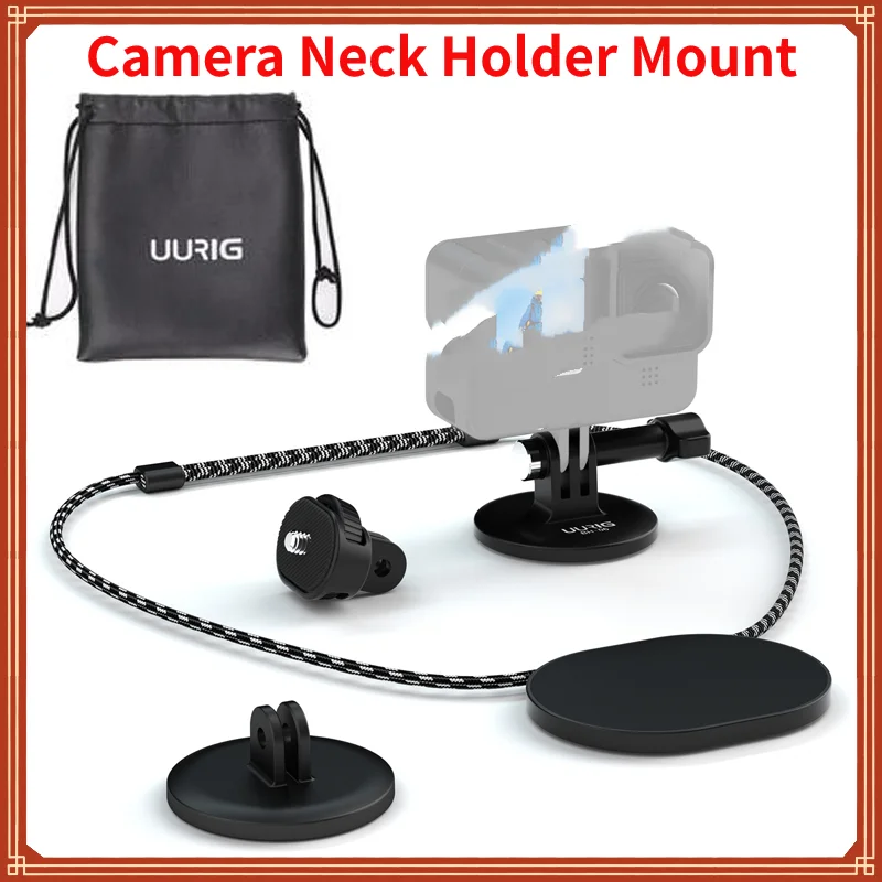 

UURIG BH-06 Sports Camera Neck Holder Mount Quick Release with 1/4 Inch Screw Adapter for GoPro Hero 10/9/8 DJI Insta360 Cameras