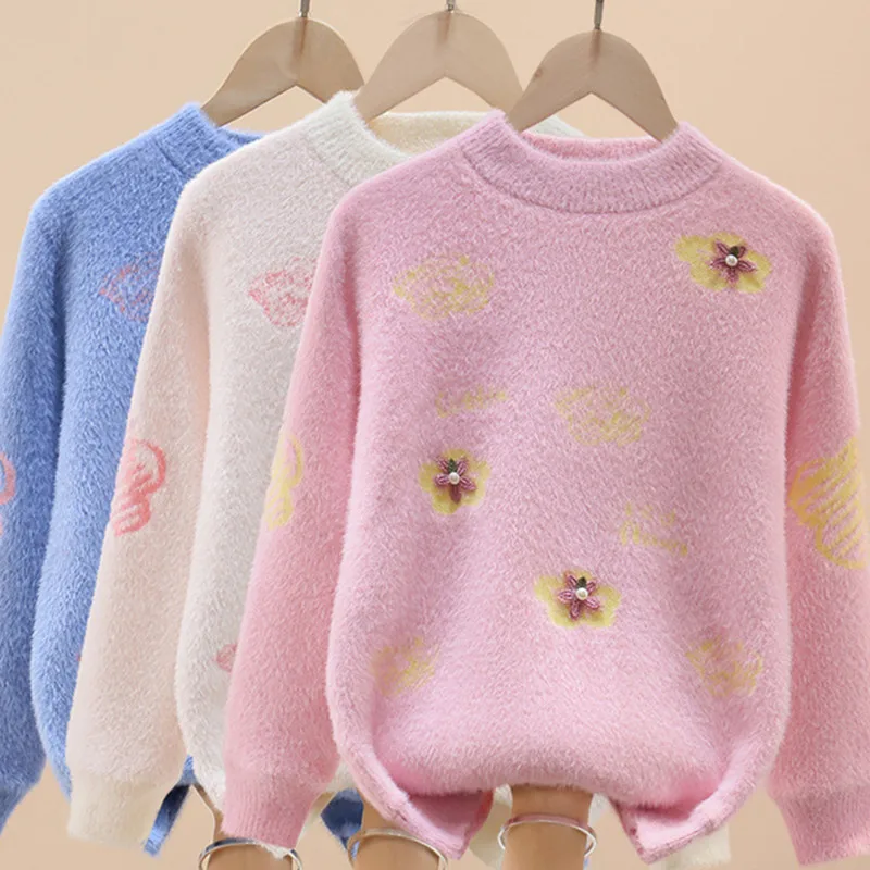 Soft Girls Mink Velvet Sweaters Autumn Winter Fashion Kids Pearl Flowers Warm Pullovers For Teenagers Age 5-15 Years Clothes
Soft Girls Mink Velvet Sweaters Autumn Winter Fashion Kids Pearl Flowers Warm Pullovers For Teenagers Age 5-15 Years Clothes