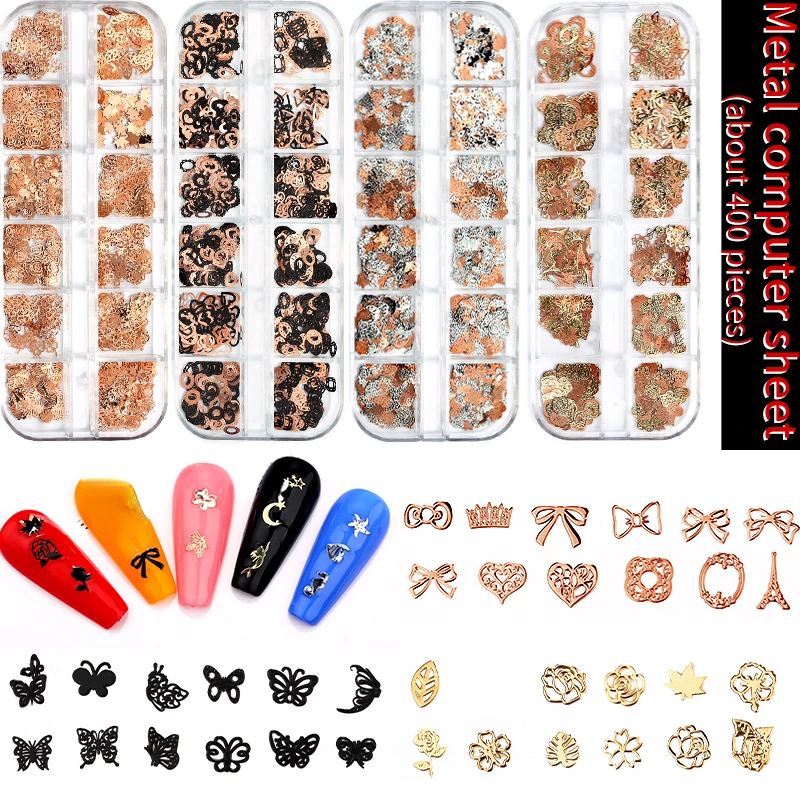 400pcs Mixed Hollow Metal Sheet Rose Butterfly Gold/Silver/Black Nail Art Patch DIY Nail Art Decorative Accessories
400pcs Mixed Hollow Metal Sheet Rose Butterfly Gold/Silver/Black Nail Art Patch DIY Nail Art Decorative Accessories