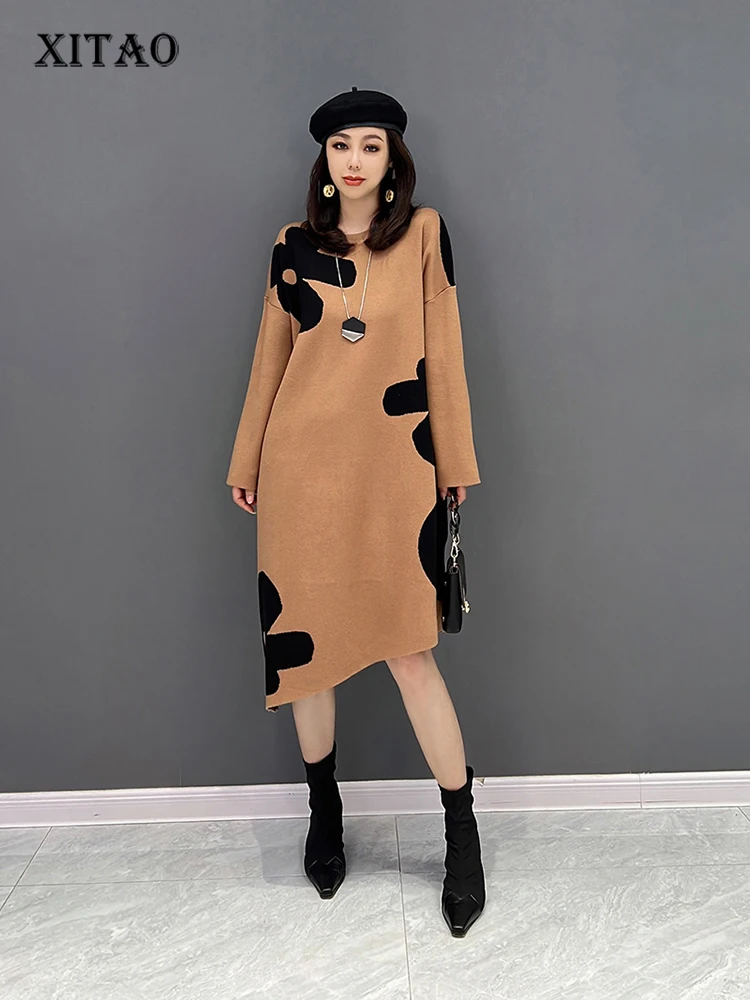 XITAO Irregular Casual Knitting Dress Contrast Color Splicing Loose Long Sleeve Simplicity O-neck Collar Women Dress WLD13047
XITAO Irregular Casual Knitting Dress Contrast Color Splicing Loose Long Sleeve Simplicity O-neck Collar Women Dress WLD13047
