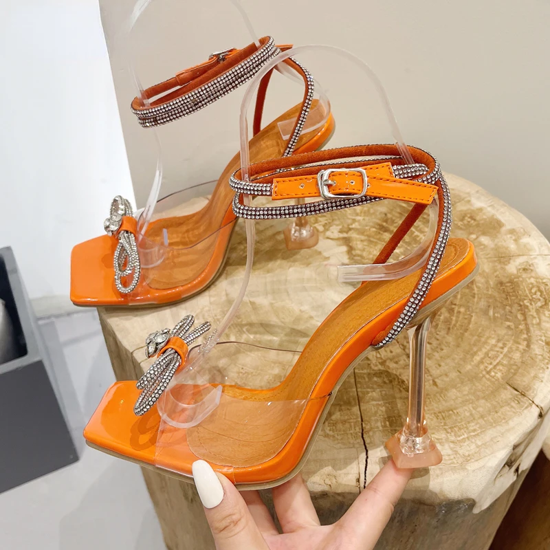Women's Luxury Bling Sandals 2023 Summer New PVC Transparent Rhinestone Bowtie Square Toe Narrow Band Strap High Heels Shoes
Women's Luxury Bling Sandals 2023 Summer New PVC Transparent Rhinestone Bowtie Square Toe Narrow Band Strap High Heels Shoes