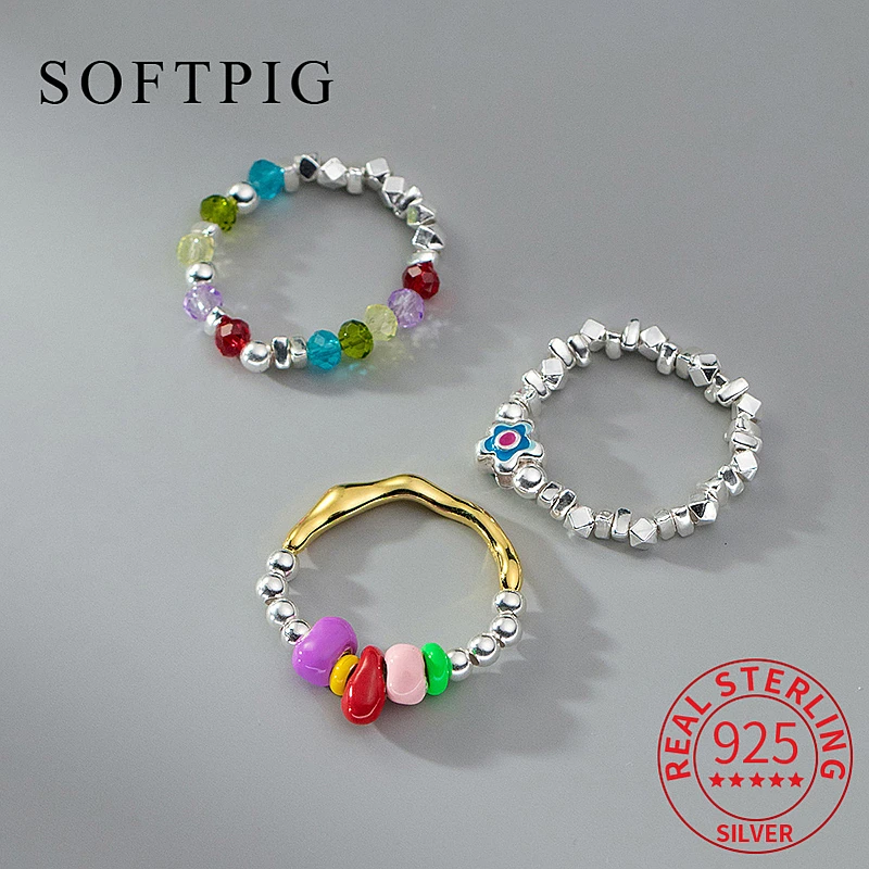SOFTPIG Real 925 Sterling Silver Colored Stone Bead Adjustable Ring for Women Classic Fine Jewelry MInimalist Accessories
SOFTPIG Real 925 Sterling Silver Colored Stone Bead Adjustable Ring for Women Classic Fine Jewelry MInimalist Accessories
