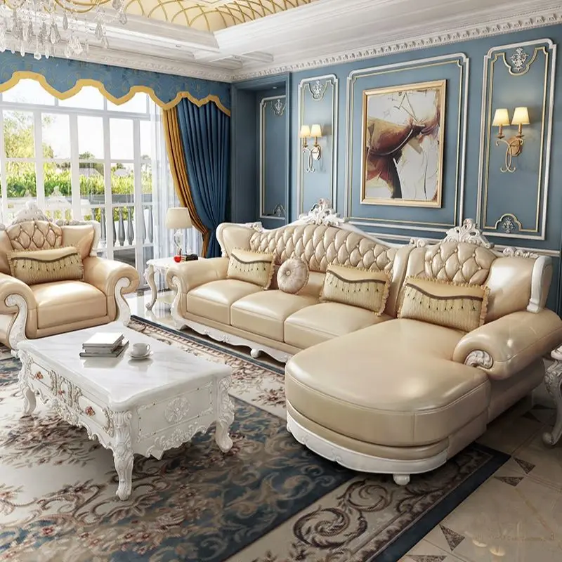 European leather sofa combination modern minimalist living room small apartment foot solid wood American leather sofa
European leather sofa combination modern minimalist living room small apartment foot solid wood American leather sofa