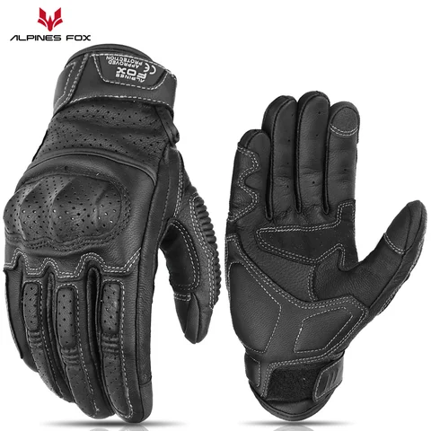 Коричневые винтажные кожаные мотоциклетные перчатки для мужчин, сертифицированные CE, мотоциклетные перчатки с сенсорным экраном
