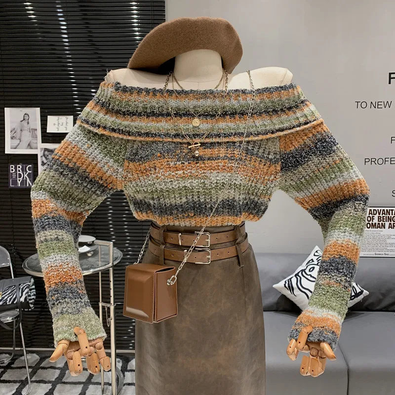 Lazy style sweet Colorful sexy off shoulder slim fitting short Top Long sleeved knitted sweater for women
Lazy style sweet Colorful sexy off shoulder slim fitting short Top Long sleeved knitted sweater for women