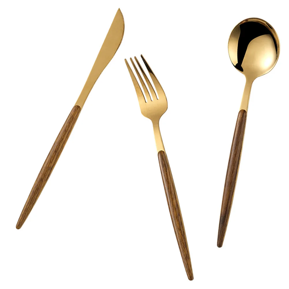 

1 set of Rustic Dessert Silverware Vintage Serving Cutlery Kitchen Eating Utensils Wooden Fork Spoon Chopsticks