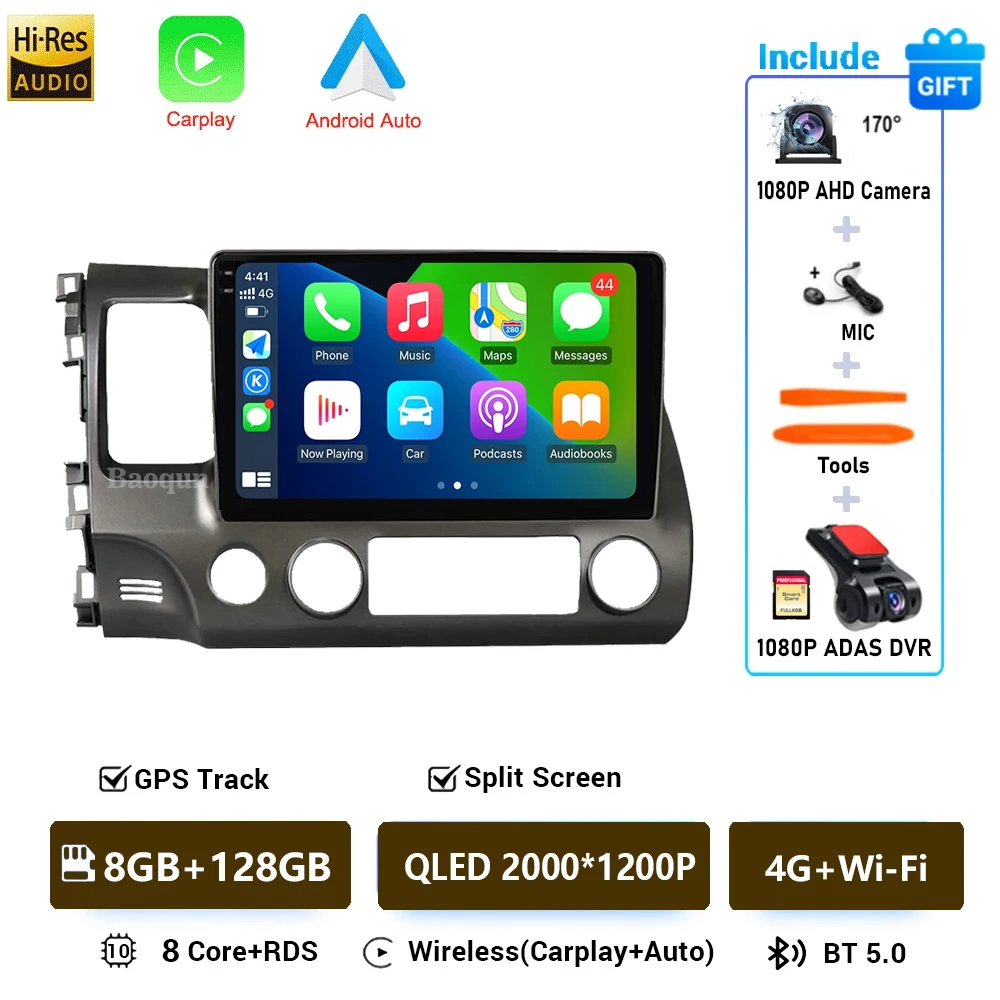 Автомобильный радиоприемник Android 16 для Honda Civic 8 2005-2011 Carplay Android auto Qualcomm Автомагнитола Мультимедийный плеер 4G wifi 48EQ 2 din
Автомобильный радиоприемник Android 16 для Honda Civic 8 2005-2011 Carplay Android auto Qualcomm Автомагнитола Мультимедийный плеер 4G wifi 48EQ 2 din